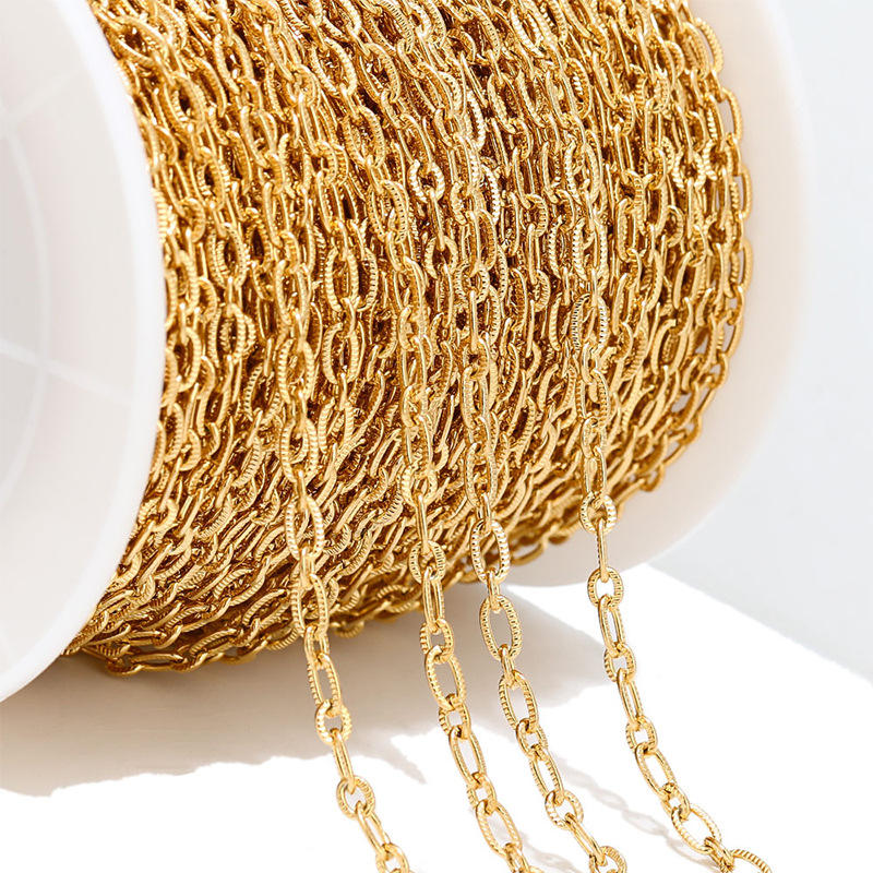 Stainless Steel Chain No Fade Gold-plated 18k Threaded DIY Necklaces ...