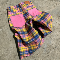 Fabricant de shorts personnalisés, imprimés à carreaux, à blocs de couleur, en toile de coton premium, grande taille, shorts baggy d'été, streetwear pour homme