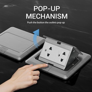 Tomacorriente Eléctrico Resistente al Calor con Carcasa de Acero Inoxidable, Montaje en Suelo, Doble Enchufe Tailandés para Tomacorriente Eléctrico 15A 250V - Product Image 3