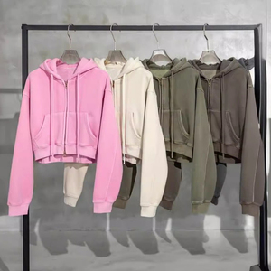 เสื้อฮู้ดซิปเต็มตัวทรงหลวม แบรนด์ KingSen รุ่น Heavyweight Washed French Terry Fleece สำหรับผู้หญิง แบบ OEM สั่งทำพิเศษ ทรงครอป - Product Image 1