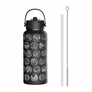 Bouteille d'eau isolée de sport autocollant coloré-liste de seau ornée de parcs nationaux gobelet de voyage en acier inoxydable - Product Image 1