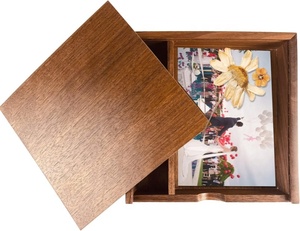Caja <span class=keywords><strong>de</strong></span> Regalo <span class=keywords><strong>de</strong></span> <span class=keywords><strong>Madera</strong></span> para Fotos <span class=keywords><strong>con</strong></span> Tapa Deslizante, Caja <span class=keywords><strong>de</strong></span> Recuerdos <span class=keywords><strong>de</strong></span> Boda para Amigos, Socios, Fotógrafos, Clientes, USB, Negocios, Color Marrón Oscuro - Product Image 6