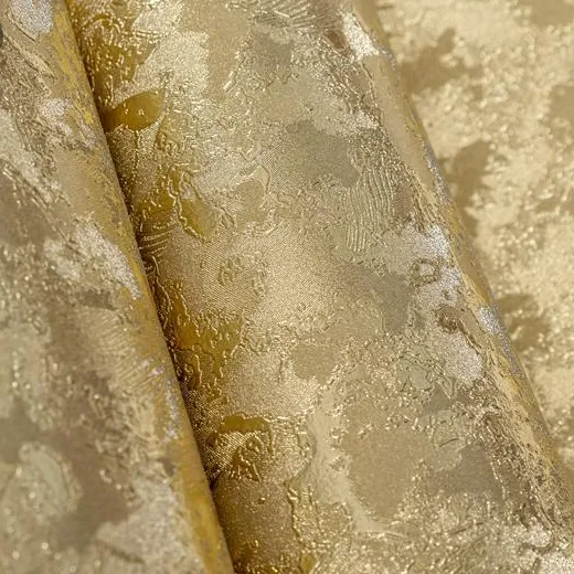 Papel tapiz metálico con diseño floral para dormitorio y apartamento, lámina fina de oro rosa con textura lisa, patrón de hojas en relieve, dorado