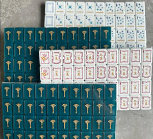 Nouvel ensemble de mahjong américain pliable et portable sur mesure, 160 pièces de mahjong en acrylique de luxe bleu/vert, 4 joueurs, Huyo OEM - Product Image 5