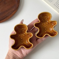 Plat à trempette en céramique Lelyi, motif bonhomme de pain d'épices fait main, créatif, de grande valeur, mignon et original, pour Noël