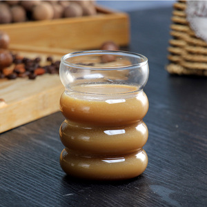 Tazas de café Caterpillar de borosilicato alto de 300ml <span class=keywords><strong>y</strong></span> 10OZ, Copas de cóctel de burbujas corrugadas de vidrio transparente resistente al calor - Product Image 3