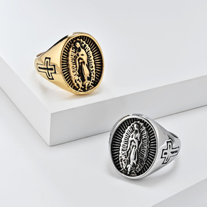 Men's Cross Saint Elephant Titanium Steel <b>Ring</b> Gold Silver Color Fashion Jewelry Gift Index Finger <b>Ring</b> - Product Image 1