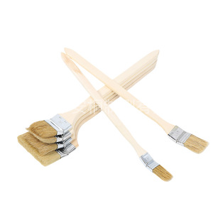 Flat Sash Paint <b>Brush</b> Pure Pig Bristles Wooden Handle Solvent Resistant Hardware Use - Product Image 2
