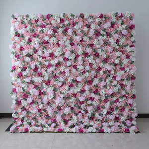 L95 الأعلى مبيعًا 8 أقدام × 8 أقدام مزيفة لفة القماش سستة زهور زهور حرير صناعي ورود زفاف زهور حائط خلفية ديكورات - Product Image 3