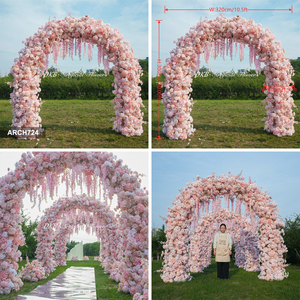 DKB Luxury pink Floral Arch Arrangement Silk Row Wedding Arch <b>Flower</b> Backdrop Rose hydrangea <b>Flower</b> Arch for Decor - Product Image 3