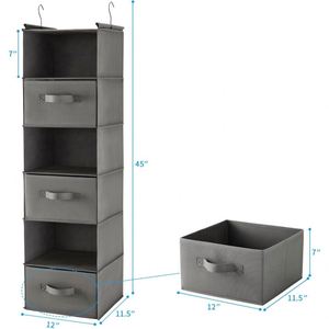 6 Tier Non-Woven Hanging Closet Organizer with 3 Drawers Side Pockets, <b>Foldable</b> Closet Storage for Bedroom Wardrobe Garment <b>Rack</b> - Product Image 4