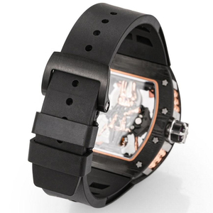 Men's Carbon Fiber Skull Tourbillon Mechanical <b>Watch</b>, Unique Gesture Design Trendy <b>Watch</b> - Product Image 2
