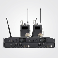 Système de monitoring intra-auriculaire stéréo AC-110 590,5-599,5 MHz sans fil portable avec capteur infrarouge, contrôle du volume, piles AA et microphone