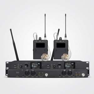 AC-110 Stereo In-Ear Monitoring System 590.5-599.5MHz <b>Wireless</b> Portable Infrared Sensor Volume Control AA Battery <b>Microphone</b> - Product Image 1