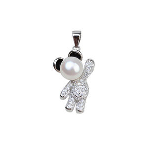 Pendentif en argent S925 en forme d'ours, cheveux de fœt, bricolage, perle vide, accessoires de support, produit semi-fini pour pendentifs en perles, breloques - Product Image 5