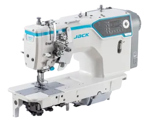 JK-58450J Máquina de costura industrial computadorizada de ponto fixo com agulha dupla completa com mesa e suporte