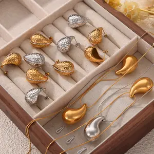 Fashion Cold Wind Design Sense Of Personality Jewelry Diamond Earrings Drop Shape Pendant Titanium Steel Jewelry Set