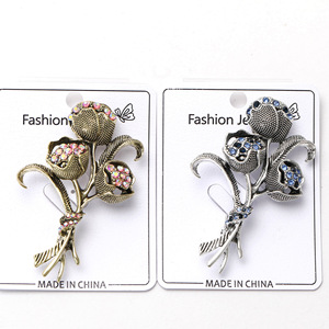 Bonita flor insignia Rojo Negro Rosa esmalte pines Metal moda broches regalo de San Valentín para novia mochila solapa sombrero joyería - Product Image 2