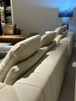 Athen Italienische minimalist ische Klavier tasten Luxus Sofa Beige Leder Couch Schnitts ofa Italien Leders ofa