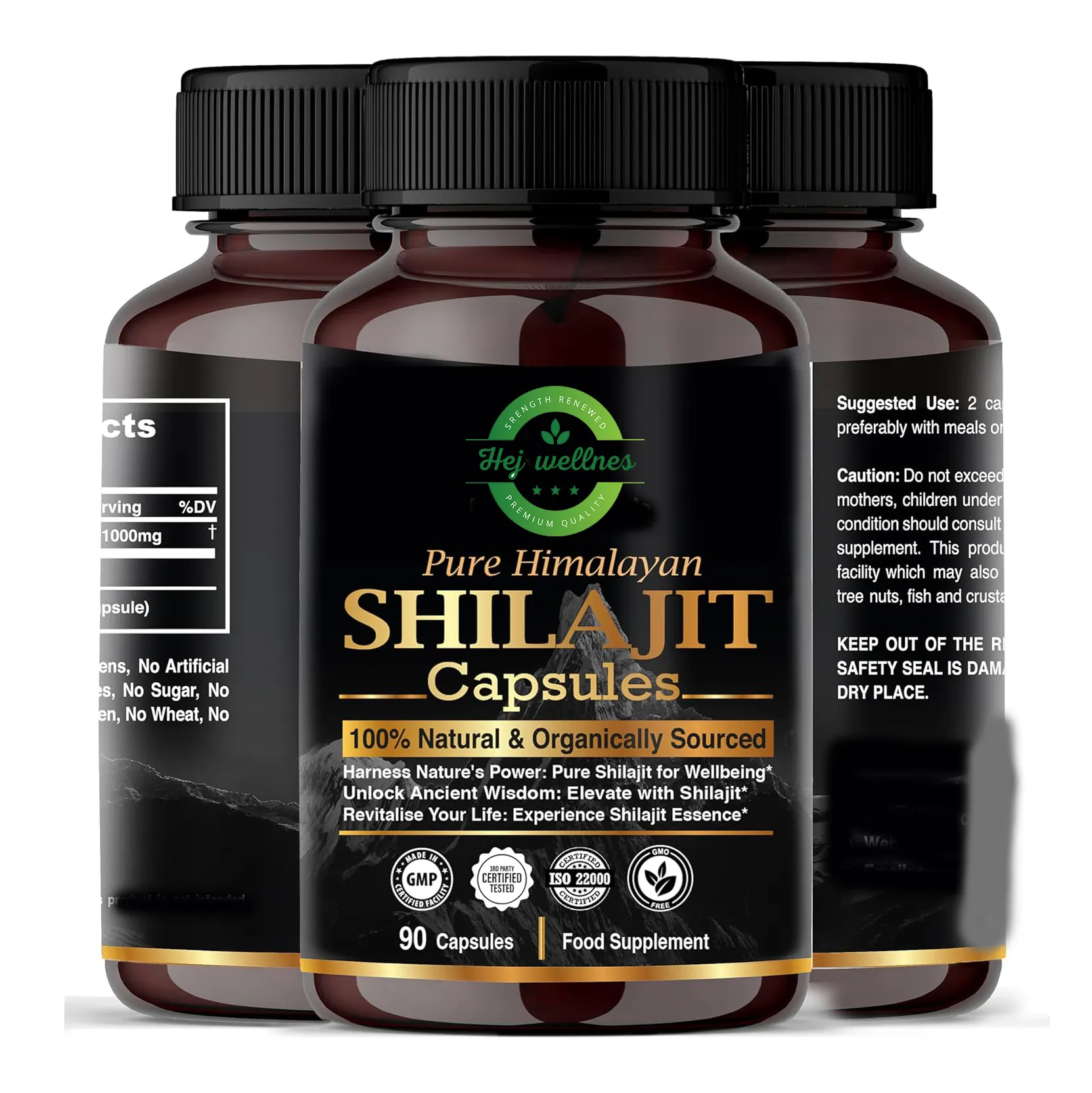 Natural Organic Himalayan Pure Shilajit Capsule Pills Energy and Vitality Supplement Authentic Shilajit Fulvic Humic Acid