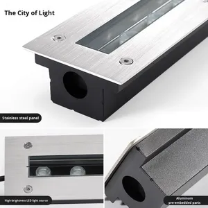 Arandela <span class=keywords><strong>de</strong></span> pared <span class=keywords><strong>LED</strong></span> <span class=keywords><strong>de</strong></span> acero inoxidable para exteriores, impermeable, IP65, <span class=keywords><strong>tira</strong></span> <span class=keywords><strong>de</strong></span> foco integrada DC24V 3000K, Blanco cálido regulable para iluminación - Product Image 3