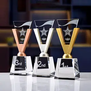 Crystal Medal Customized Creative Cup Free Engraving Franchise Card Agent Authorized Plaque Trophy and award