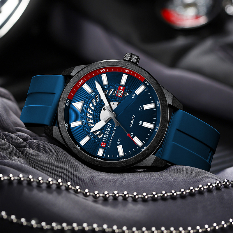 CURREN 8421 Hommes Montres Top Marque De Luxe Montre À Quartz Hommes Mode Casual Bracelet En Cuir Horloge Petit Cadran Décoration Sport Montre