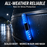Barre lumineuse LED solaire pour voiture, mince, bleue, clignotante, anti-collision, avec capteur de vibration, lampe de signalisation en ABS, facile à installer