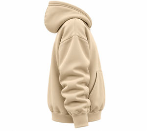 Sweat à capuche oversize beige pour homme, pull décontracté avec poche avant, imprimé toile d'araignée, 100% coton molletonné, hiver, personnalisable - Product Image 2
