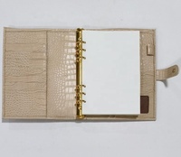 Protège-cahier A5 en cuir PU texturé crocodile à 6 anneaux avec plusieurs porte-cartes
