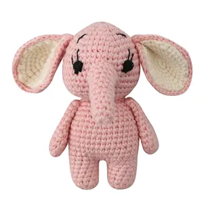 手工针套装Diy熊钩针娃娃毛绒动物针织钩针可爱时尚粉色大象儿童玩具