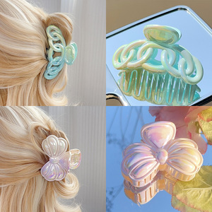Pince à Cheveux Nœud Queue de Sirène Dégradée de Haute Qualité, Couleur Bonbon Irisée, Pince Requin pour Coiffure Demi-attachée, Vente en Gros - Product Image 2