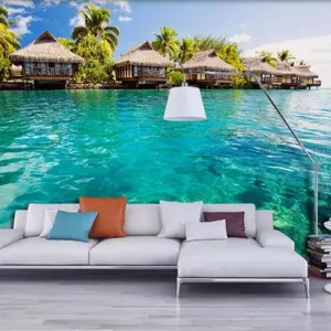 ZHIHAI Maldive Isole oceano onde di acqua di stampa sfondo tv parete della stanza di seduta decorativa moderna 8d 3d carta da parati in tessuto