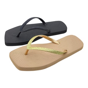 Elegant Glitter Strap Women Sandals Square Toe Flip Flops Non Slip Rope Texture Sole Summer Beach <b>Slippers</b> Custom Logo Factory - Product Image 1