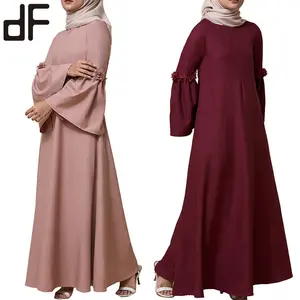 Odm 패션 일반 긴 여성 사우디 abaya jubah muslimah 여성 소프트 크레페 두바이 abaya 이슬람 드레스 레이스 트림 이슬람 abaya