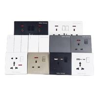 Prises murales britanniques 2 gangues avec interrupteurs, panneau tactile 10A, IP27, en PC durable, 100-240V, design moderne, installation facile