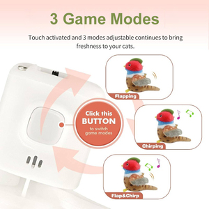 <span class=keywords><strong>Prezzo</strong></span> di fabbrica animali di peluche simpatici giocattoli di simulazione di peluche per uccelli con ali svolazzanti attivate con tocco passero esercizio interattivo giocattolo per gatti - Product Image 4