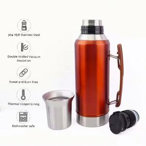 Thermos isotherme en acier inoxydable à double paroi de grande capacité portable de 1,2 L, avec poignée, pour le camping et les voyages - Product Image 4