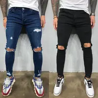 Zum Verkauf Mode Männer Röhrenjeans Baumwolle zerrissene hellblaue Jeans Hose für Herren Jeans Hosen & Hosen