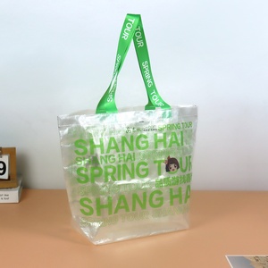 Bolsa de Mano Transparente Laminada de PP Tejido con Patrón de Letras, Logotipo Personalizado, Bolsa de Compras Extra Grande para Viajes - Product Image 4