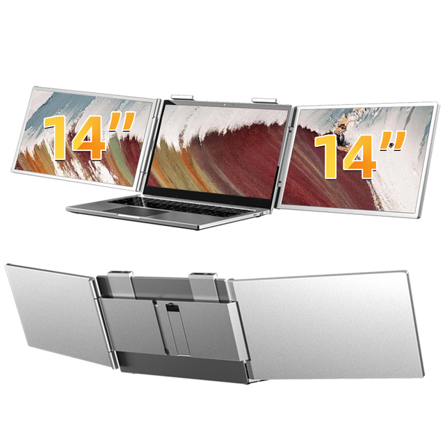 Eimio 14" Dual Portable Monitor Laptop with Three Extra Screens IPS Triple Laptop Screen Extender Type C Interface  Customized