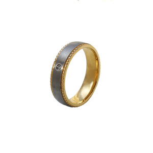 Men's Pure <b>Titanium</b> Two Tone <b>Ring</b> Geometric Design Bezel Setting Everyday Wear - Product Image 5