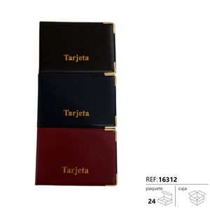 Tarjeta Business Card Holder 24U Leather Gold Embossed Red Black Navy - Product Image 3