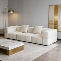 Canapé modulable noir en velours italien de luxe, style européen nordique, moderne, extensible, en tissu et éponge, pour petit salon