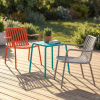 Ensemble élégant de table et chaises de jardin en aluminium, petite table moderne pour balcon extérieur, chaise de salle à manger pour café et restaurant