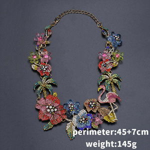 Kaimei 2025 joyería de moda de lujo exagerado completo diamante flamenco collar Retro aleación flor Rhinestone collares nupciales - Product Image 6