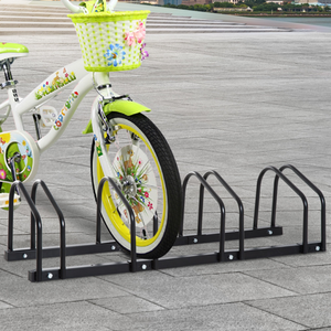 Supporto <span class=keywords><strong>da</strong></span> terra per biciclette, porta biciclette <span class=keywords><strong>da</strong></span> <span class=keywords><strong>parete</strong></span> con blocco di sicurezza per 4 biciclette, supporto in acciaio per esterni - Product Image 4