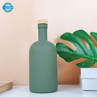 Haut de gamme automatique 50ML 375ml 500ml 750ml 1000ml bouteille d'huile d'olive en verre noir mat personnalisée avec liège en bois