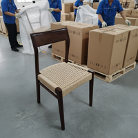 Chaises de salle à manger en bois massif, style mi-siècle, noyer, dossier en rotin tressé, mobilier de café, directement de l'usine