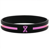 Sensibilisation au cancer du sein ruban rose alerte médicale bracelets en silicone bracelets personnalisés logo